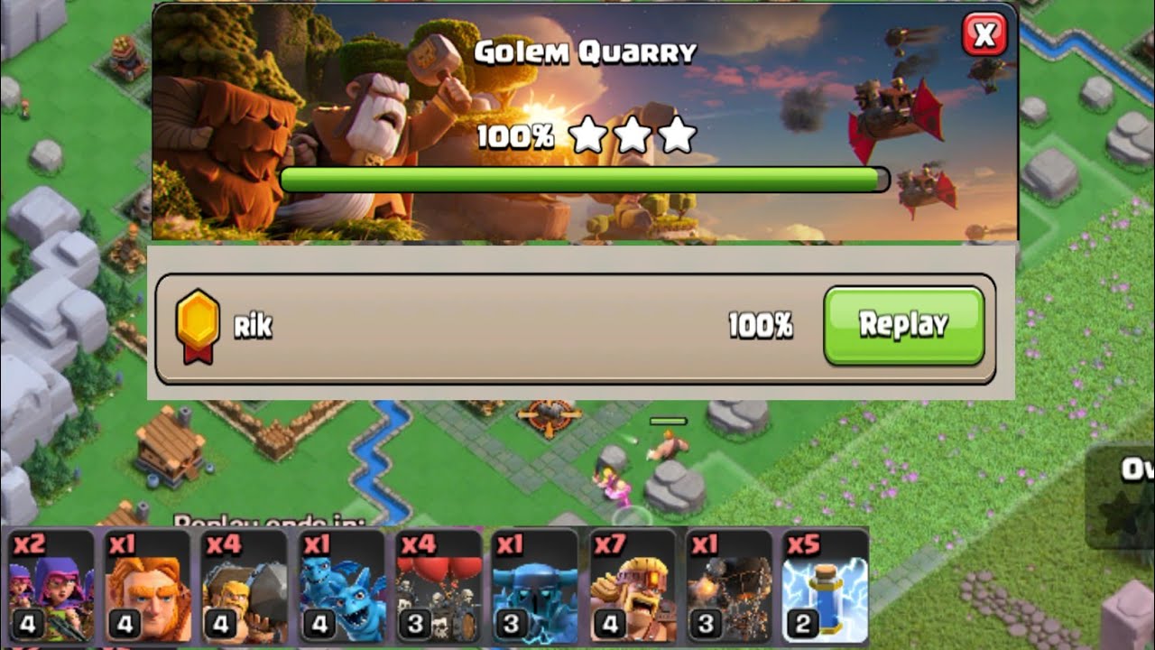 Golem Quarry Level 2..... Just ..1....Shot || Capital Hall 7 || Clash of clans || #coc