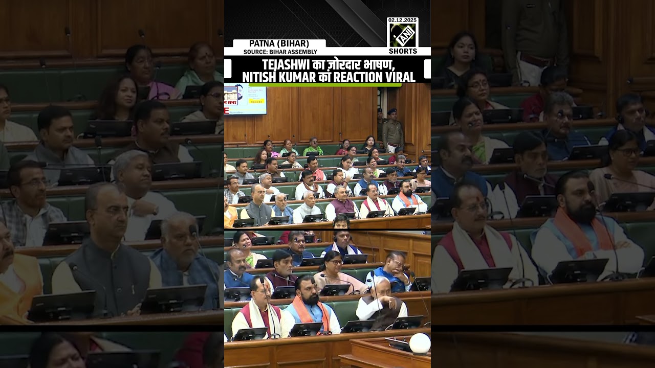 Bihar CM Nitish Kumar&rsquo;s reaction again goes viral as Tejashwi Yadav&rsquo;s speech draws attention