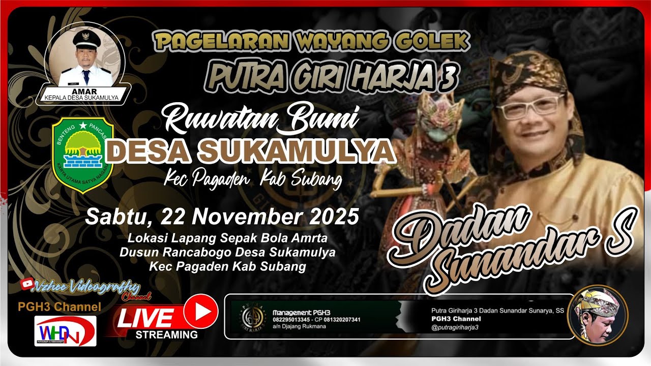 🔴Live  Wayang Golek Putra Giriharja3 (PGH3) H. Dadan Sunandar Sunarya - Desa Sukamulya Kec. Pagaden