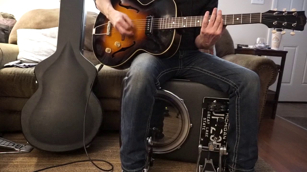 1951 Gibson ES 125 with Vintage Suitcase Kick Drum - Open D tuning