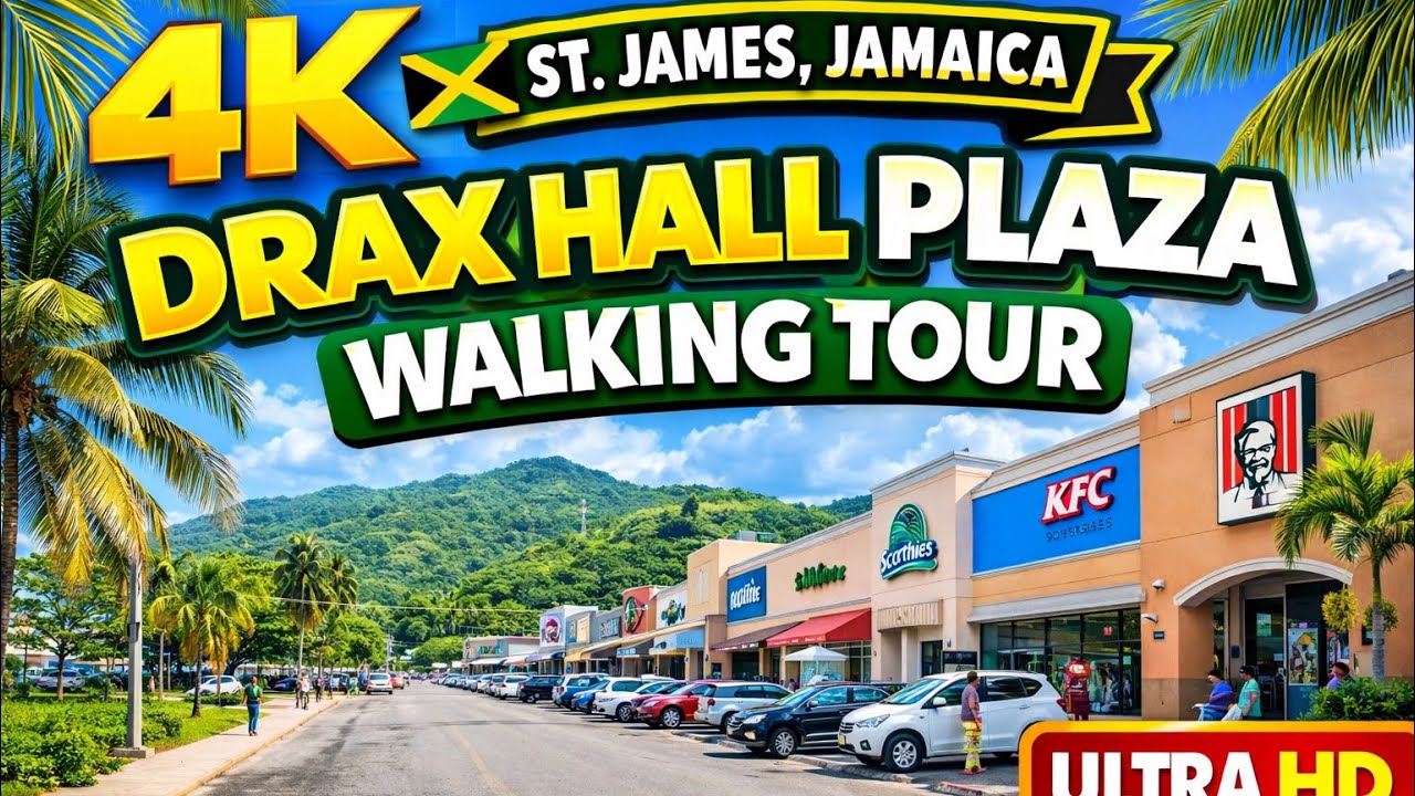 Площадь Дракс Холл, Ямайка 🇯🇲 | Расслабляющая прогулка в формате 4K в Сент-Анне