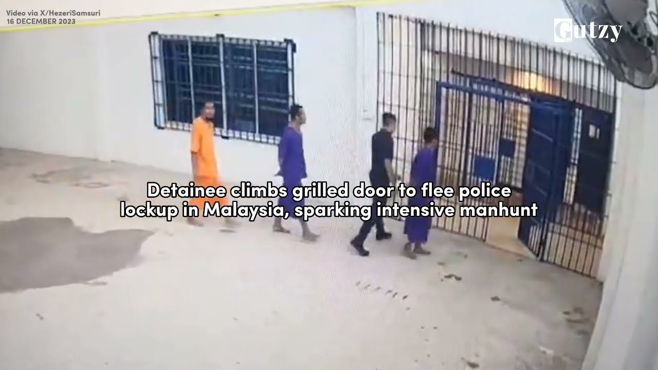 Detainee climbs grilled door to flee police lockup in Malaysia