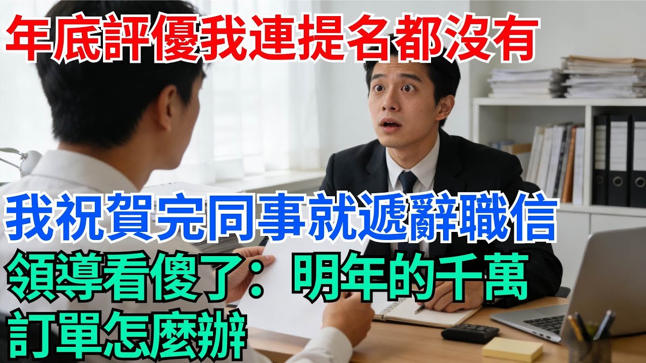 年底評優我連提名都沒有，我祝賀完獲獎同事就遞辭職信，老闆看傻了：明年的千萬訂單怎麼辦【奇趣天下】#職場逆襲#職場智慧#爽文職場#工作日常#完結爽文