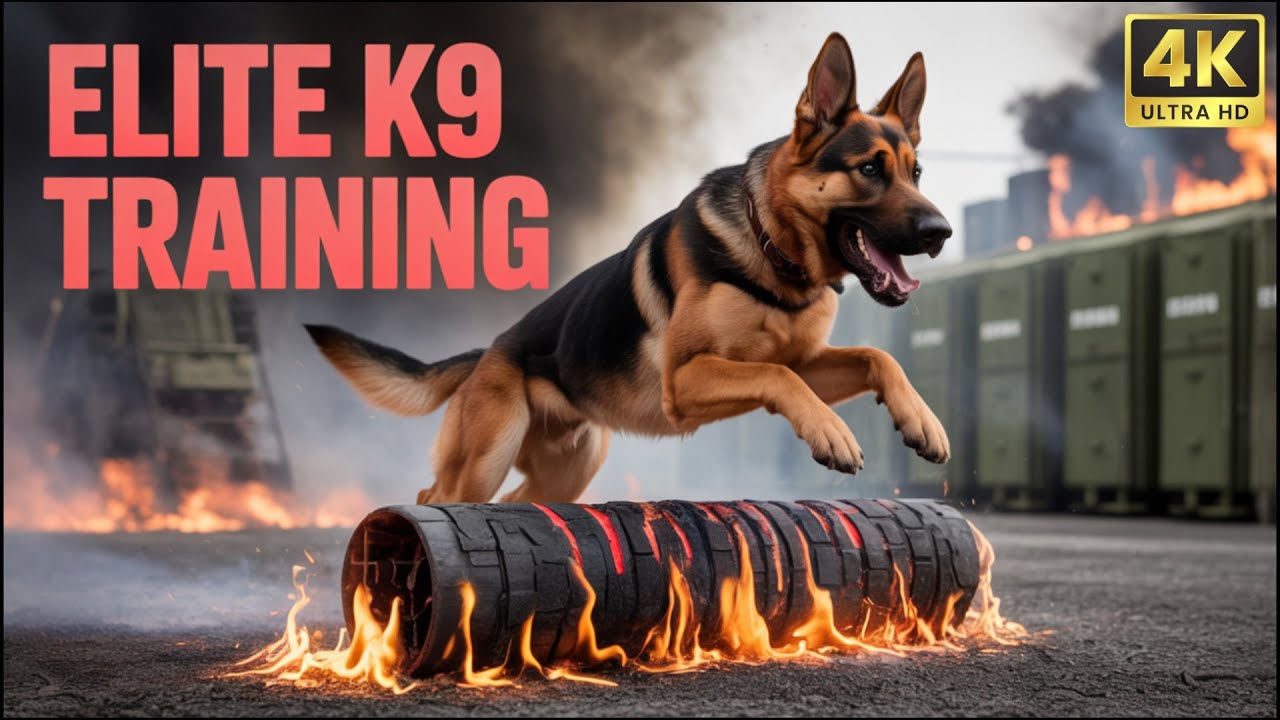 Police dog- Training police dogs in a variety of harsh conditi-Military Grade Dog