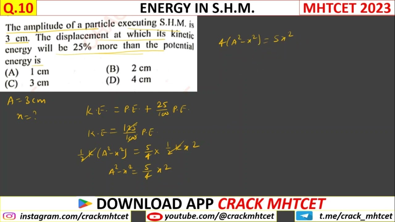 OSCILLATIONS || MHTCET 2023 PYQs || Q.10 || 12th Physics #mhtcet #mhtcetpyqs #hsc