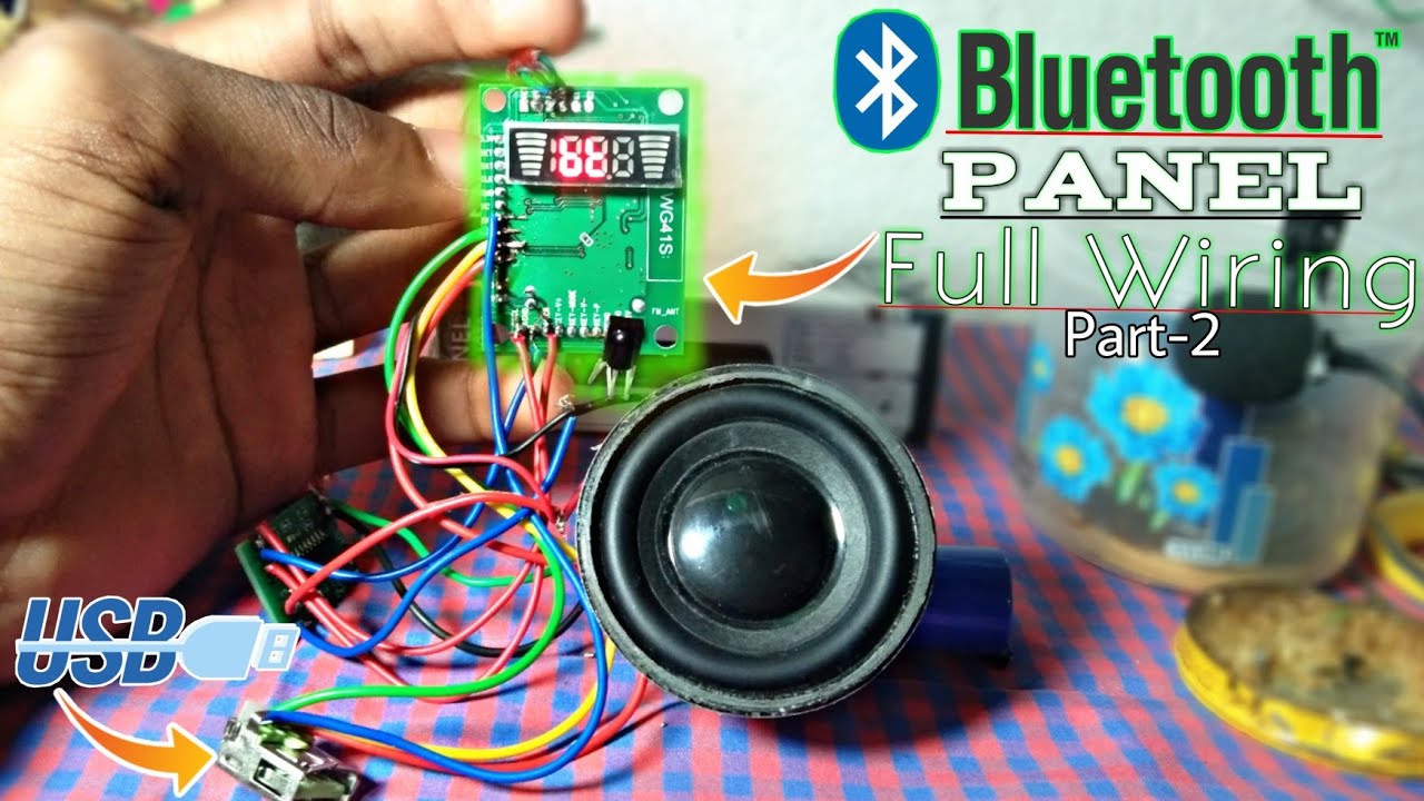 Bluetooth Panel Kit Full  Wiring With Any Amplifier Circuit || USB+AUX+BT Mp3 Player Kit ||