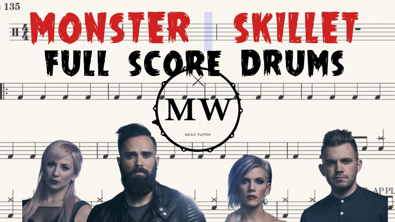 🥁 Monster by Skillet-  FULL Drum notes / score/ cover / sheet music 🥁