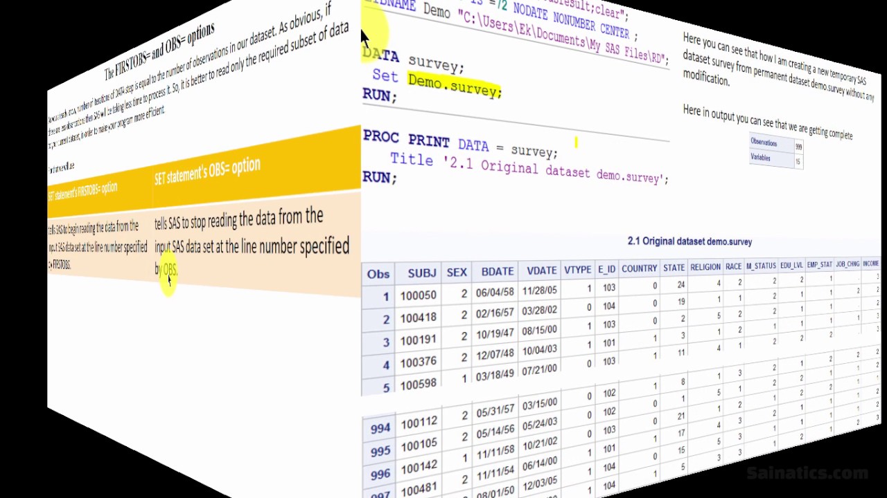 2.1 The SET statements FIRSTOBS= and OBS= options
