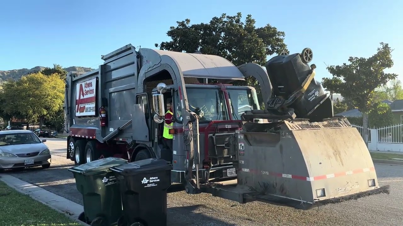 Athens Services: Garbage Truck On Collected Trash Into 1166 In Azusa CA
