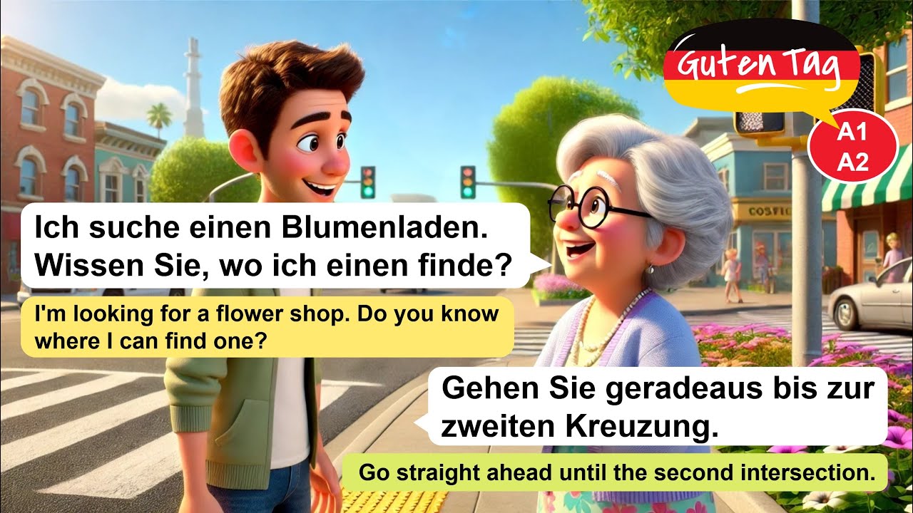 Learn German with a simple conversation | Asking for directions