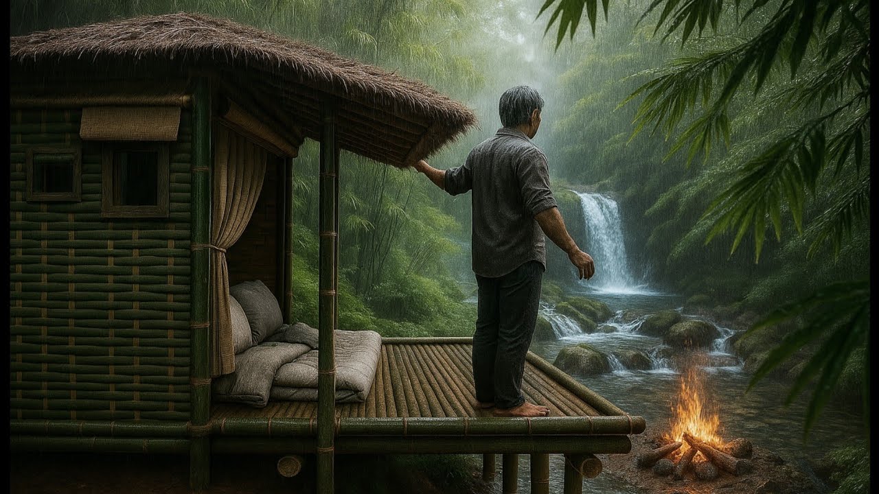 di guyur hujan deras bikin shelter di tepi sungai, malam mencekam! CAMPING SENDIRIAN DI HUTAN[ASMR ]