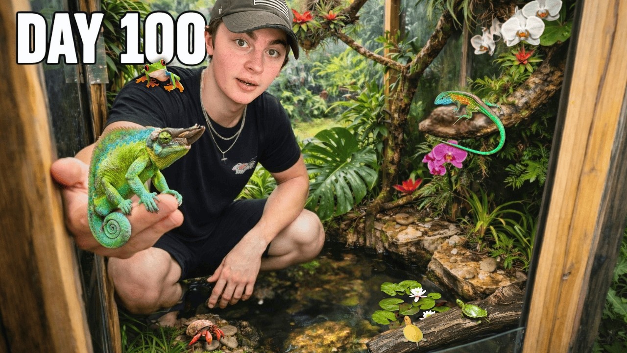 I Built a Rainforest Ecosystem for Reptiles in 100 Days!!