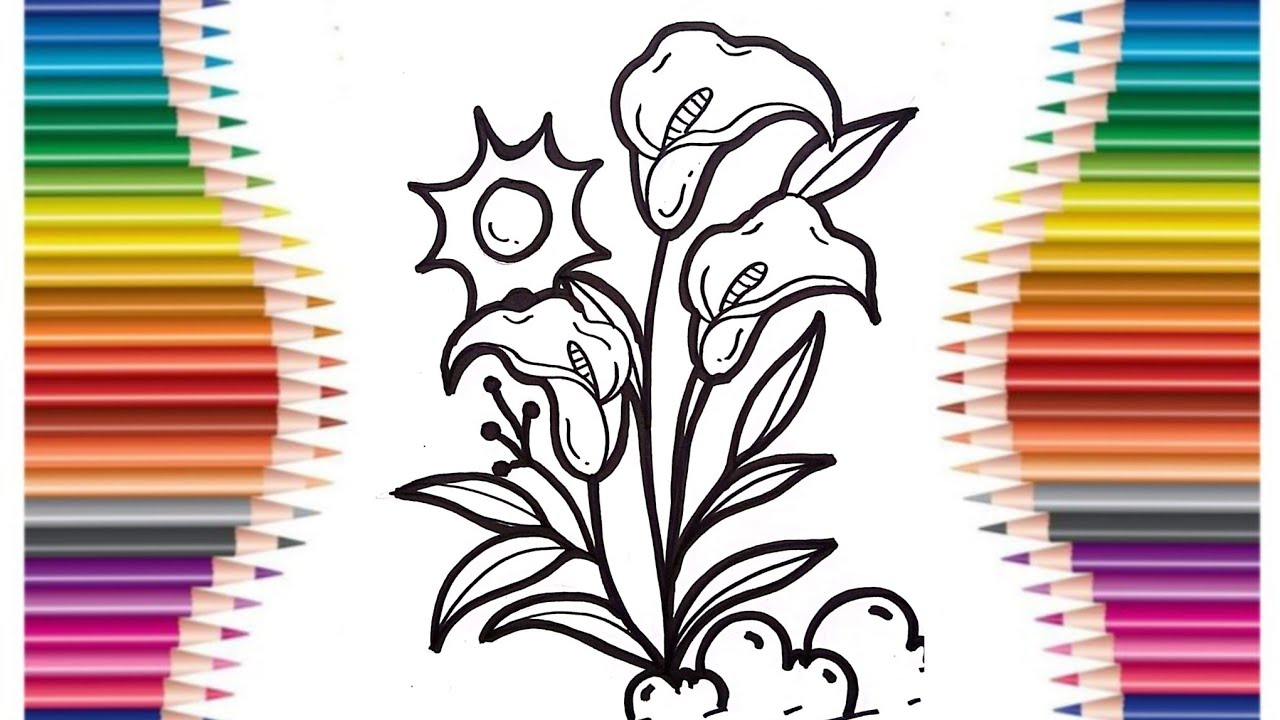 Menggambar Bunga Calla Lily Cantik | Tutorial Menggambar Mudah untuk Anak-Anak