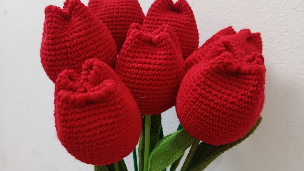 Como hacer un tulipan 🌷🌷 a crochet paso a paso. Así de fácil .. ☺️