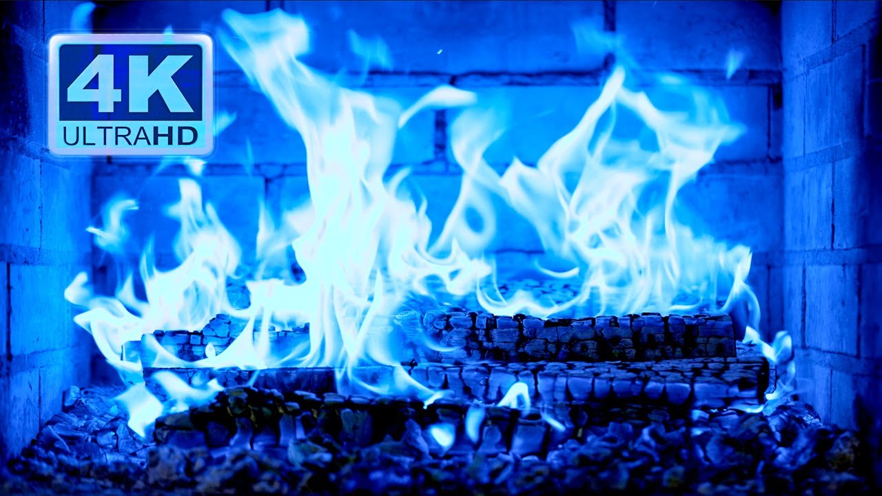 🔥 Beautiful BLUE FIREPLACE 4K! Magic Fireplace Burning with blue flames (12 HOURS)