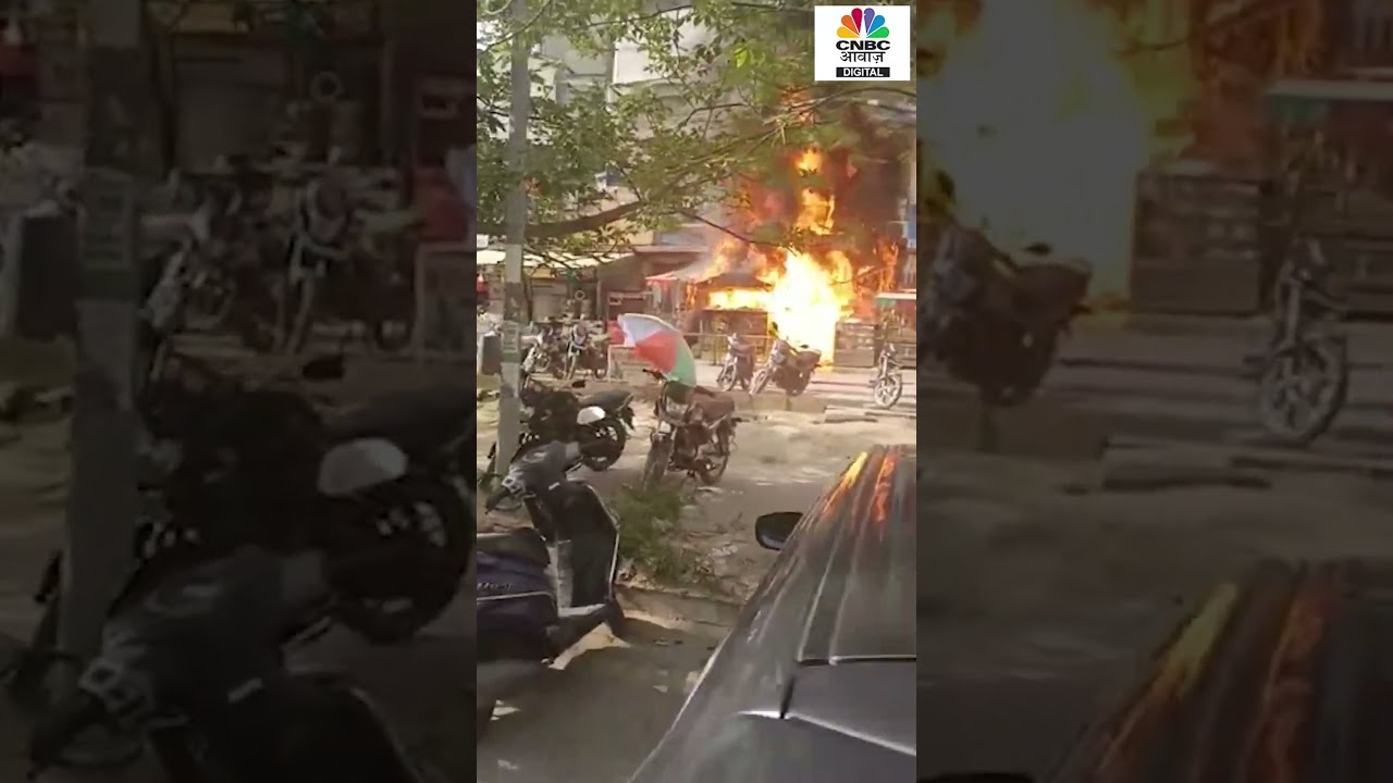 Fire and Cylinder Blast in Gaur City, Greater Noida West | #shorts | #awaazshorts