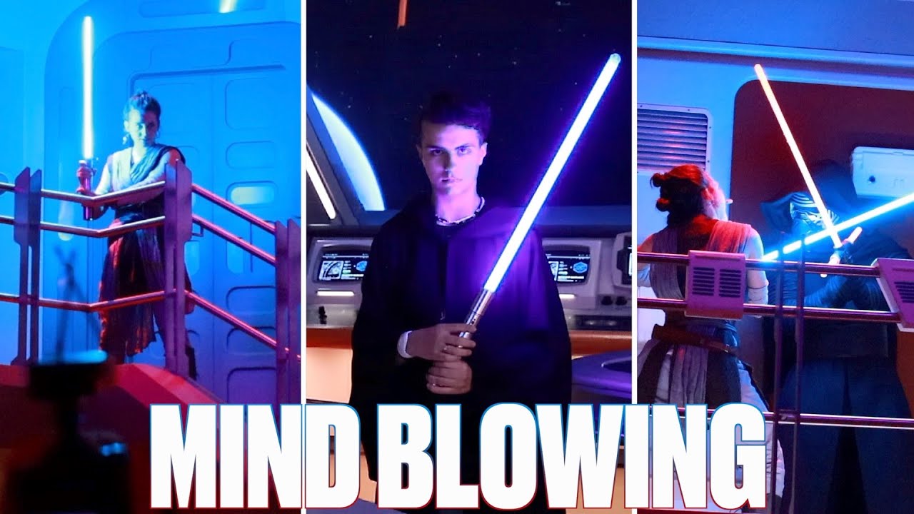 WE WERE IN THE MIDDLE OF A LIGHTSABER BATTLE WITH KYLO REN AND REY ON STAR WARS GALACTIC STARCRUISER