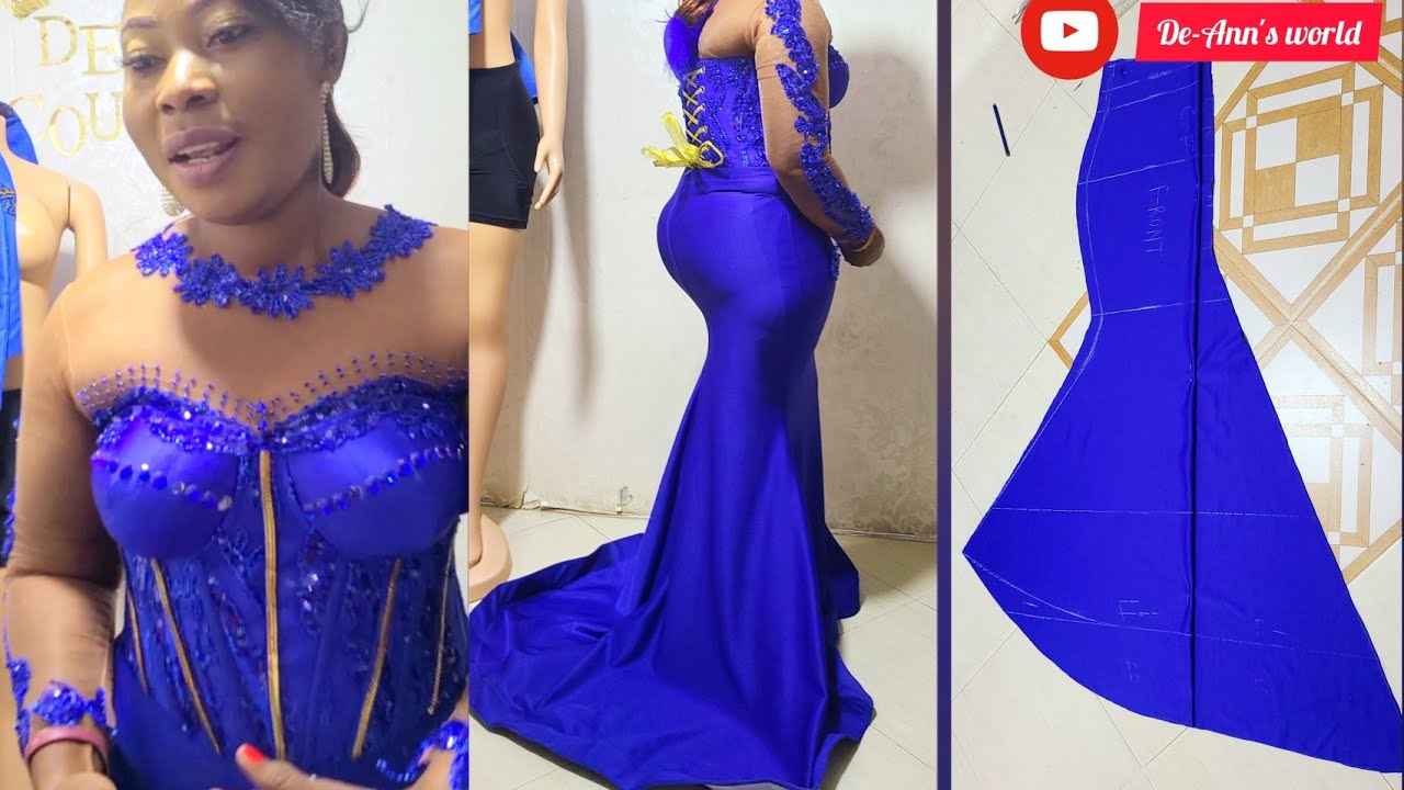 how to draft, cut a sew this elegant corsert dress part 2//mermaid skirt drafting