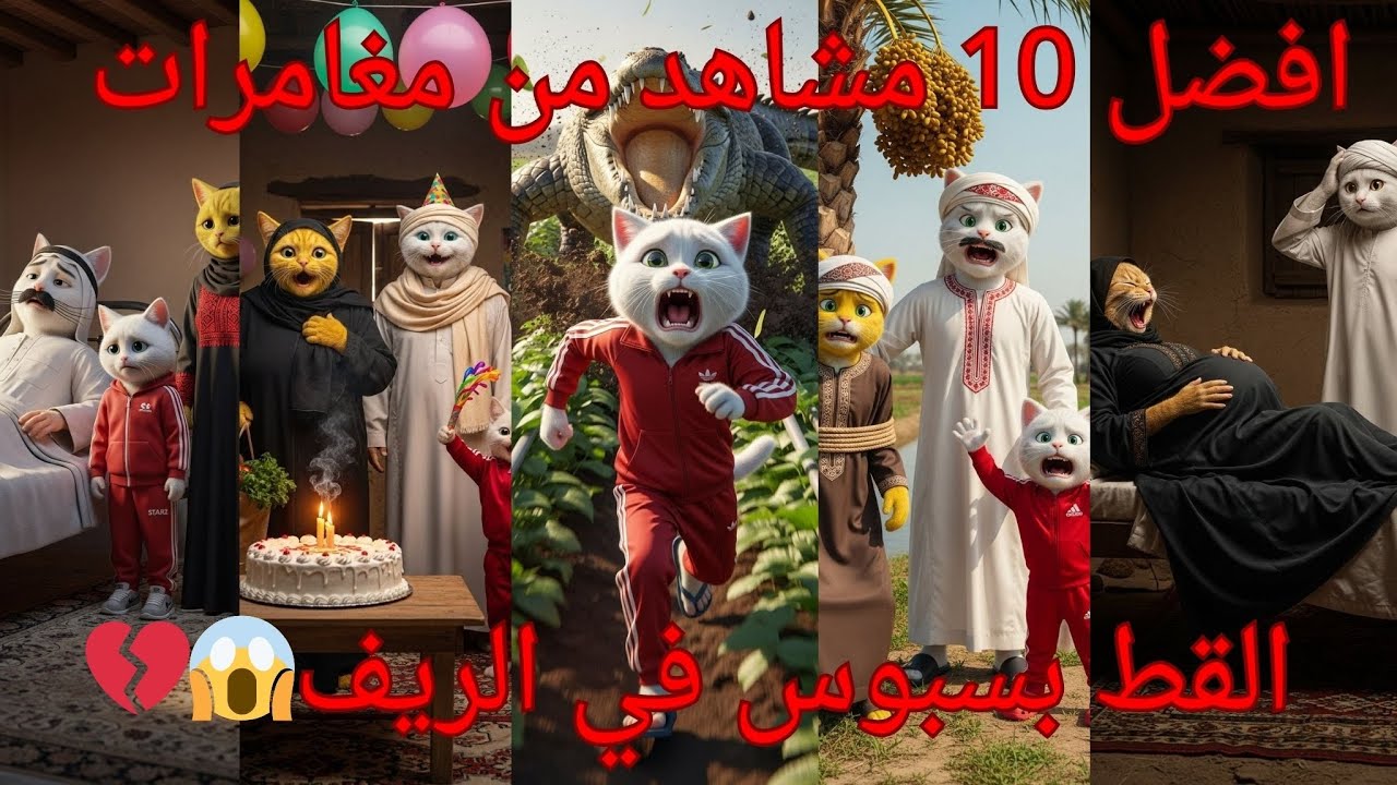  افضل 10مشاهد من مغامرات القط بسبوس في الريف الجزء الخامس😱💔