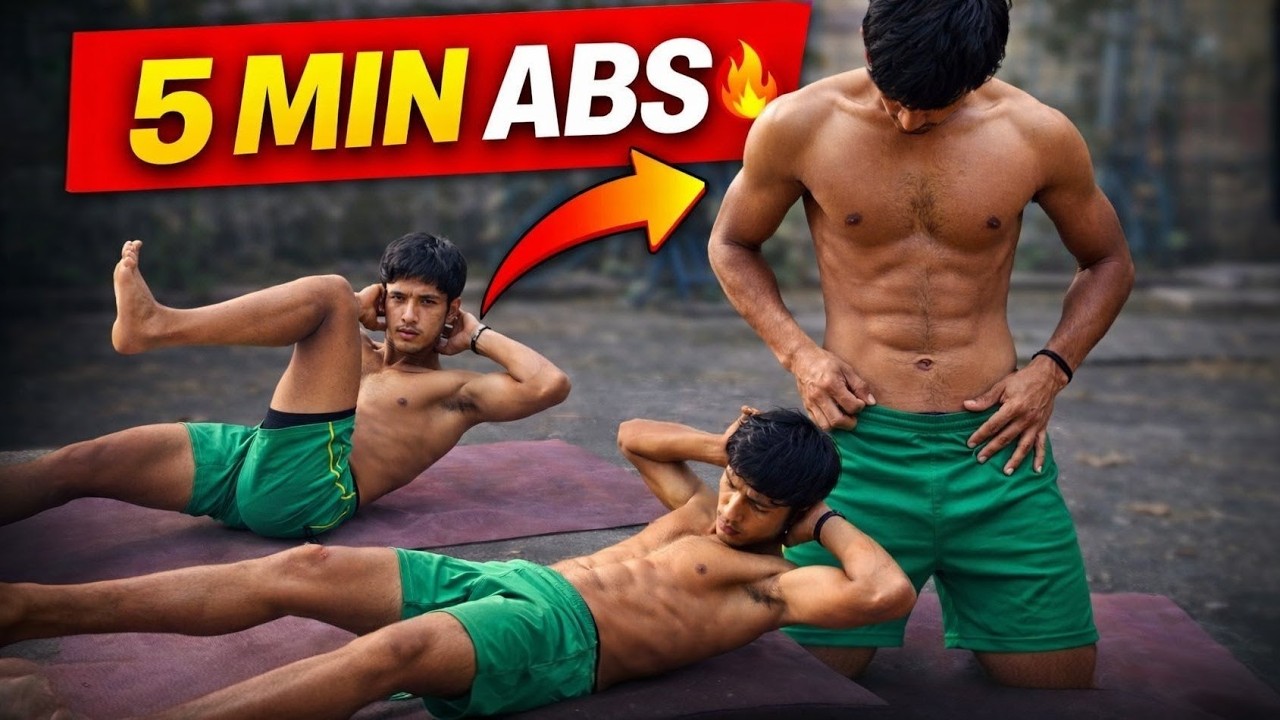 6 Pack ABS in 5 Minutes 🔥 Intense Home Workout !