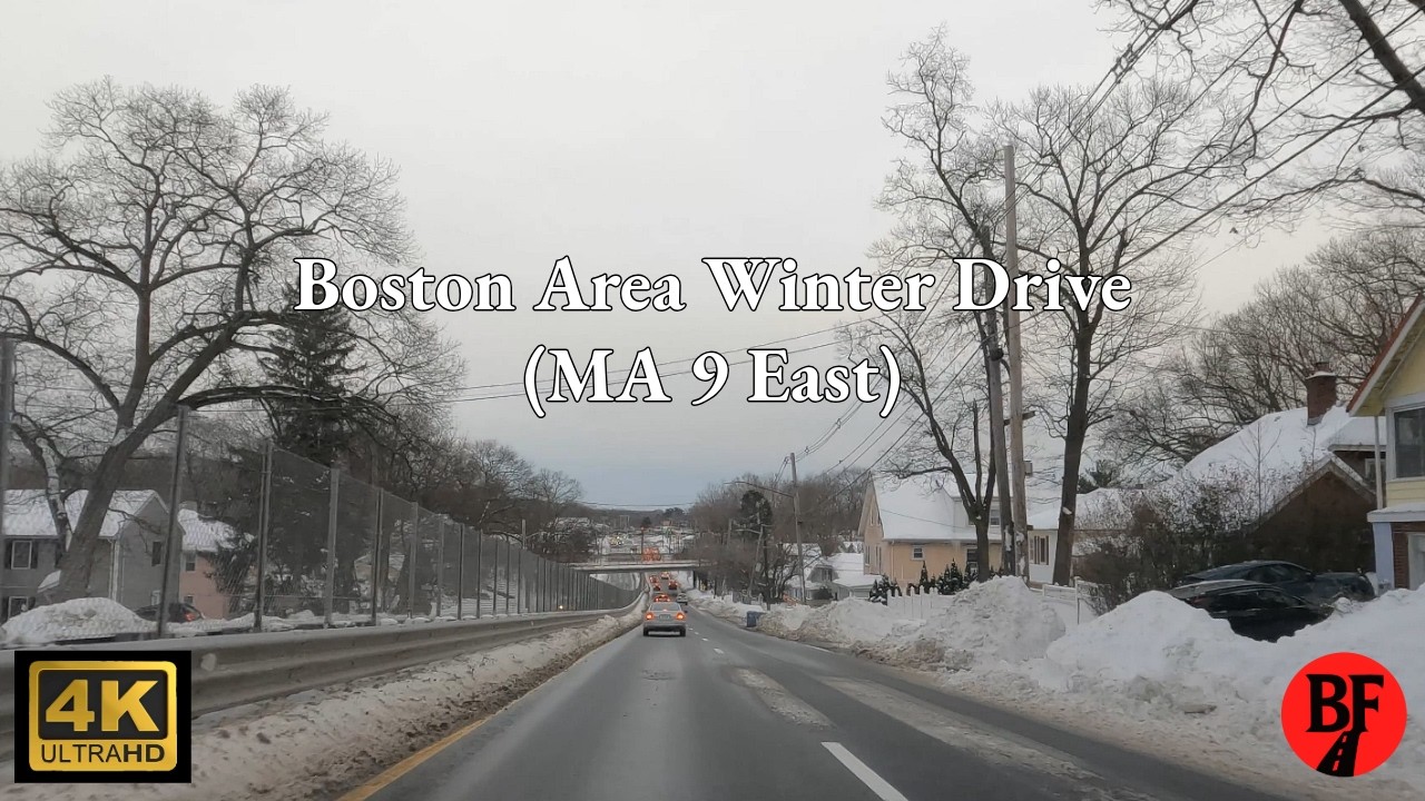 Boston Area Winter Drive [4K] - MA 9 East