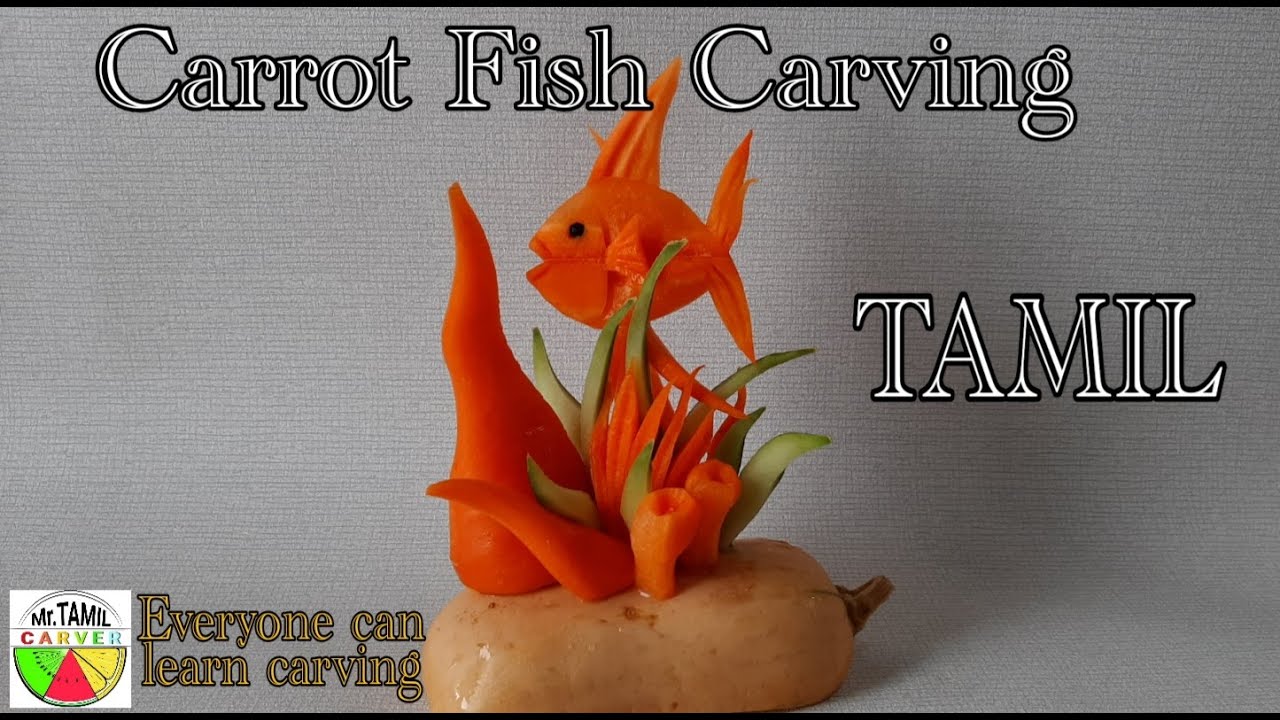 Carrot Fish carving in Tamil/vegetable carving/carrot carving/easy carrot carving/fish carving