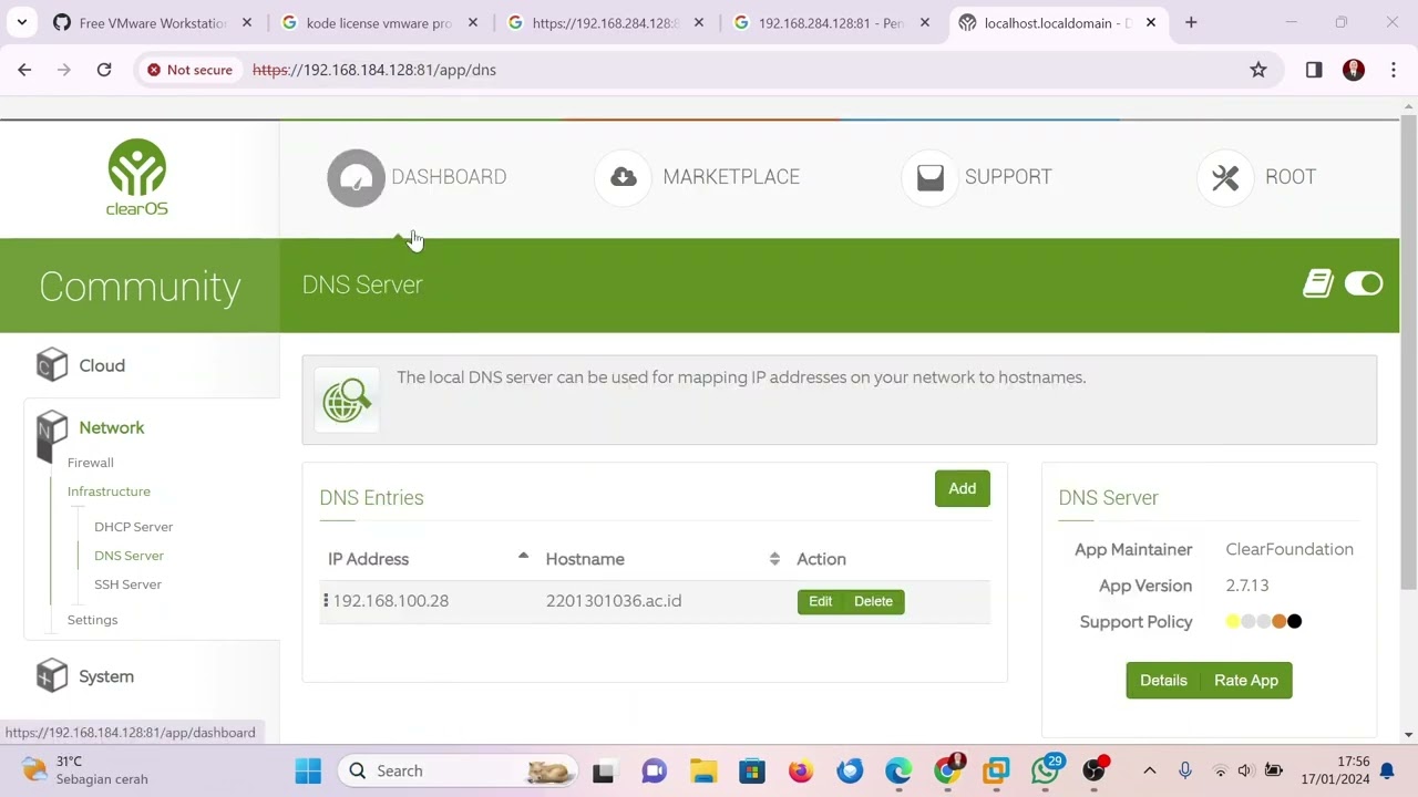 Konfigurasi DNS Server | ClearOS | Adminjar