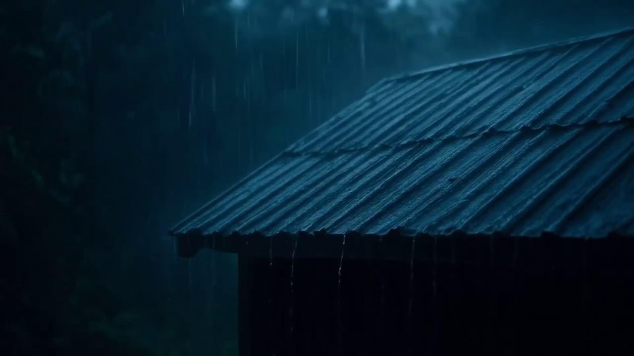 Heavy Rain on a Cabin Roof at Night | Deep Sleep Rain Sounds