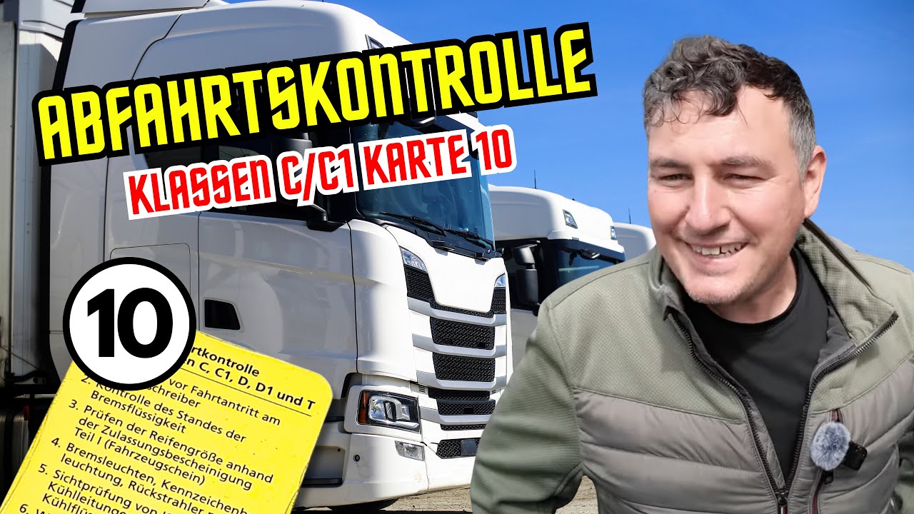 Abfahrtskontrolle Karte 10 LKW/Klasse C/C1 Führerscheinprüfung Wohnmobil Liner