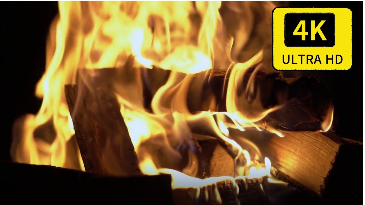 Burning firewood sounds and relaxing fireplace