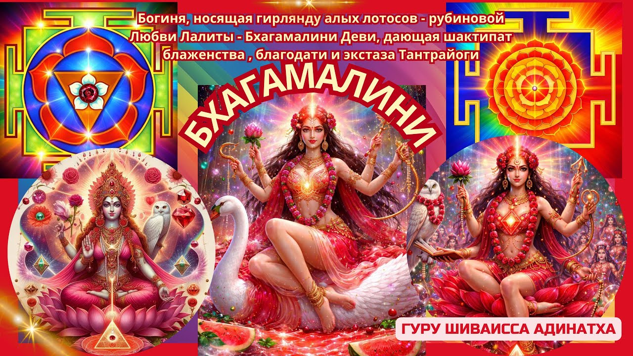 Богиня, носящая гирлянду алых лотосов рубиновой Любви Лалиты - Бхагамалини. Гуру Шиваисса Адинатха