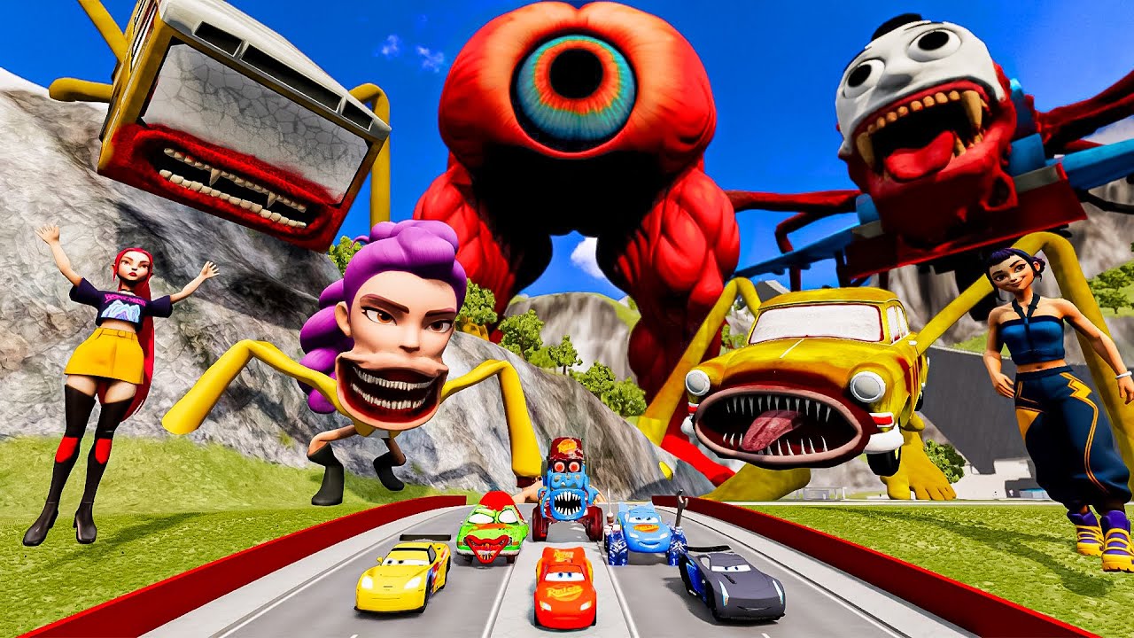 ALL MONSTERS Big & Small Cars Vs BUS EATER & TRAIN THOMAS EATER - BeamNG.drive | Cars Vs BeamNG