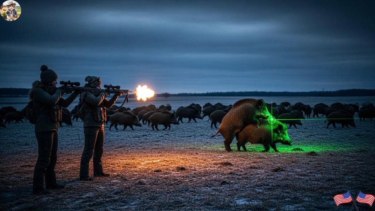 Night Hunting In Texas - How Did Brave Female Hunter Take Down Hundreds Of Wild Boars At Night?