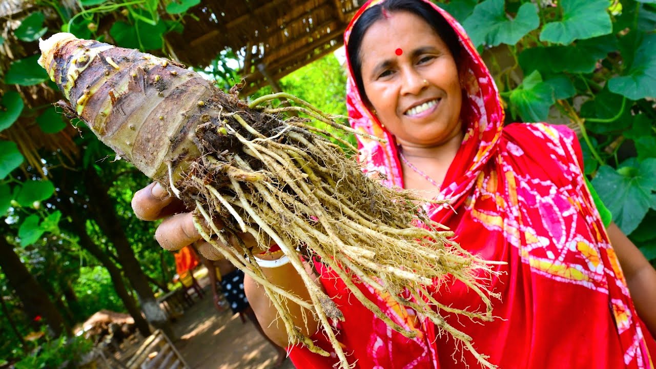 কাঁচা কচু বাটা রেসিপি | Kacha Kochu Bata recipe | How to prepare raw taro root in village style