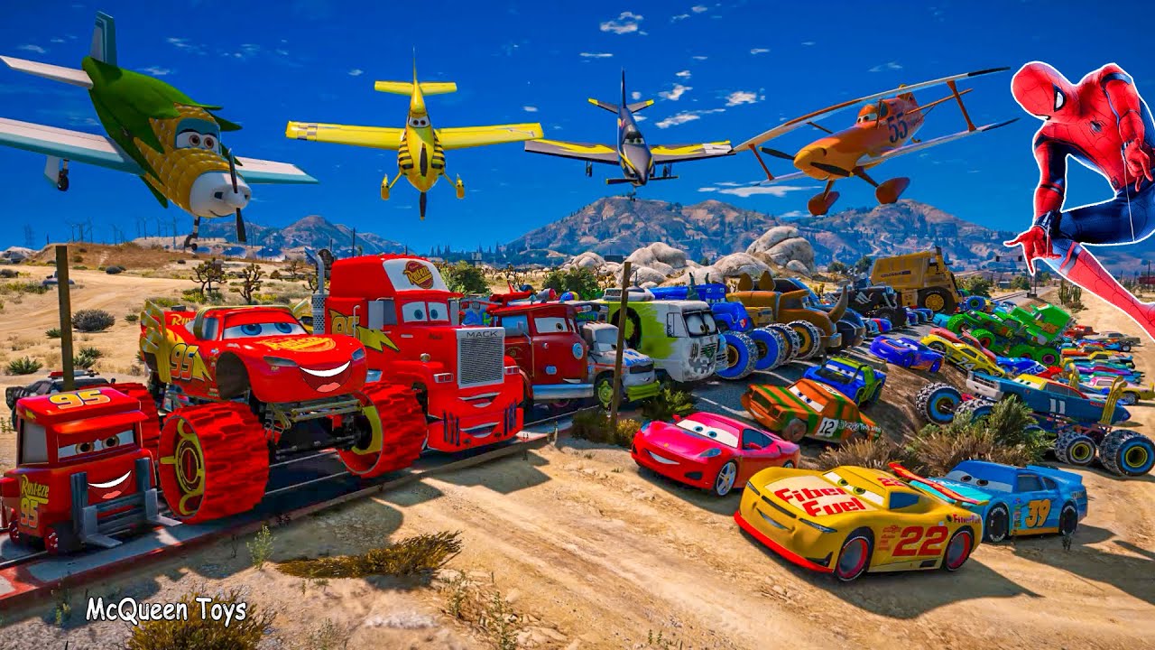 Cars McQueen Monster Truck Mack Hauler Will Rusch Noah Gocek Aaron Clocker Richie Gunzit Racing Toys