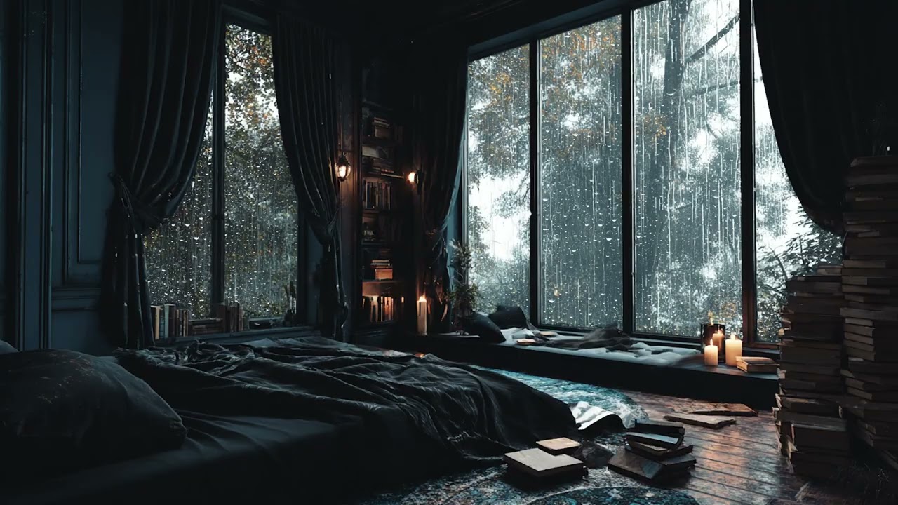 3 Hours Gentle Rainfall & Calm Music 🌧️ Relaxing Night for Sleep