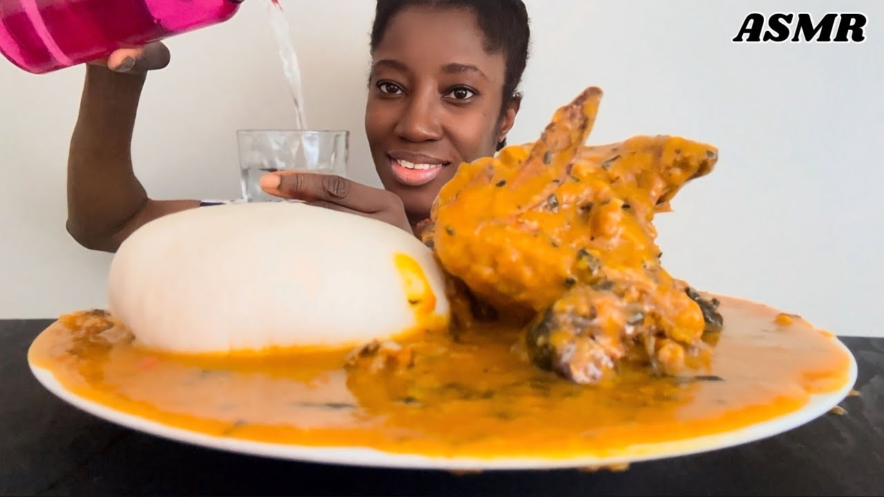 Asmr Fufu with Ede Soup | asmr eating challenge video | nigerian food eating videos | african food