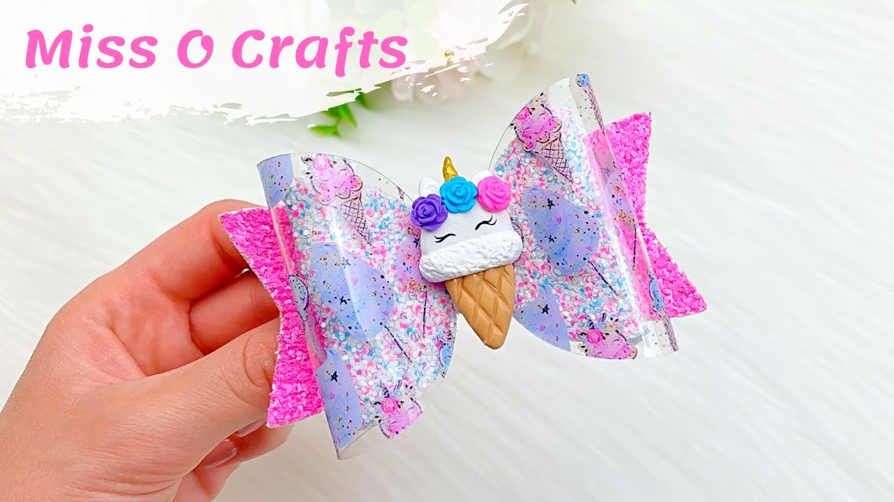 Unicorn Ice Cream Hair Bow Tutorial // How To Make Hair Bows With Cricut || Miss O Crafts
