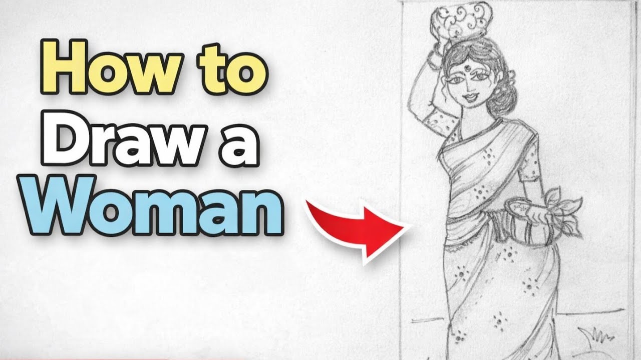 How To Draw Village Woman in Easy Step.