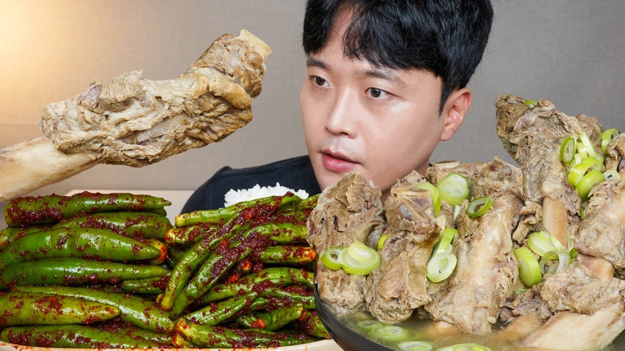 [와차밥] 왕갈비탕 땡초김치 요리 먹방 Beef Rib Soup & Chili Kimchi ASMR MUKBANG REAL SOUND EATING SHOW