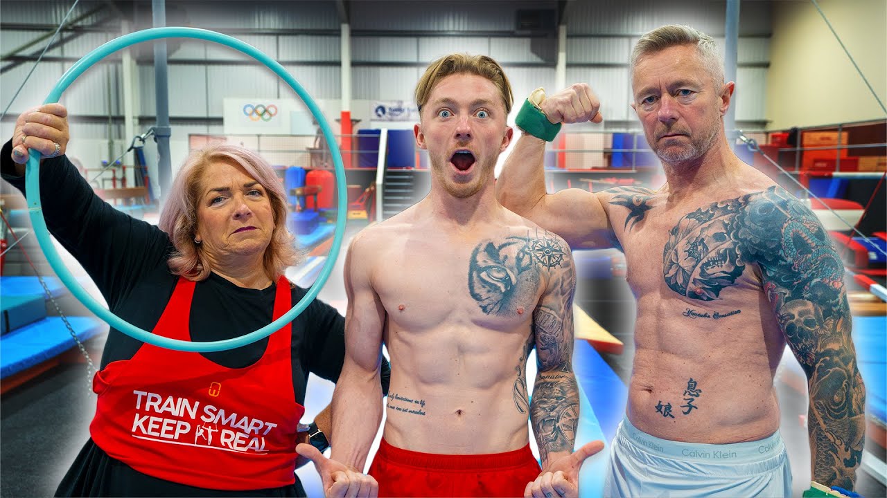 MUM VS DAD GYMNASTICS CHALLENGES (Wipeout!?)