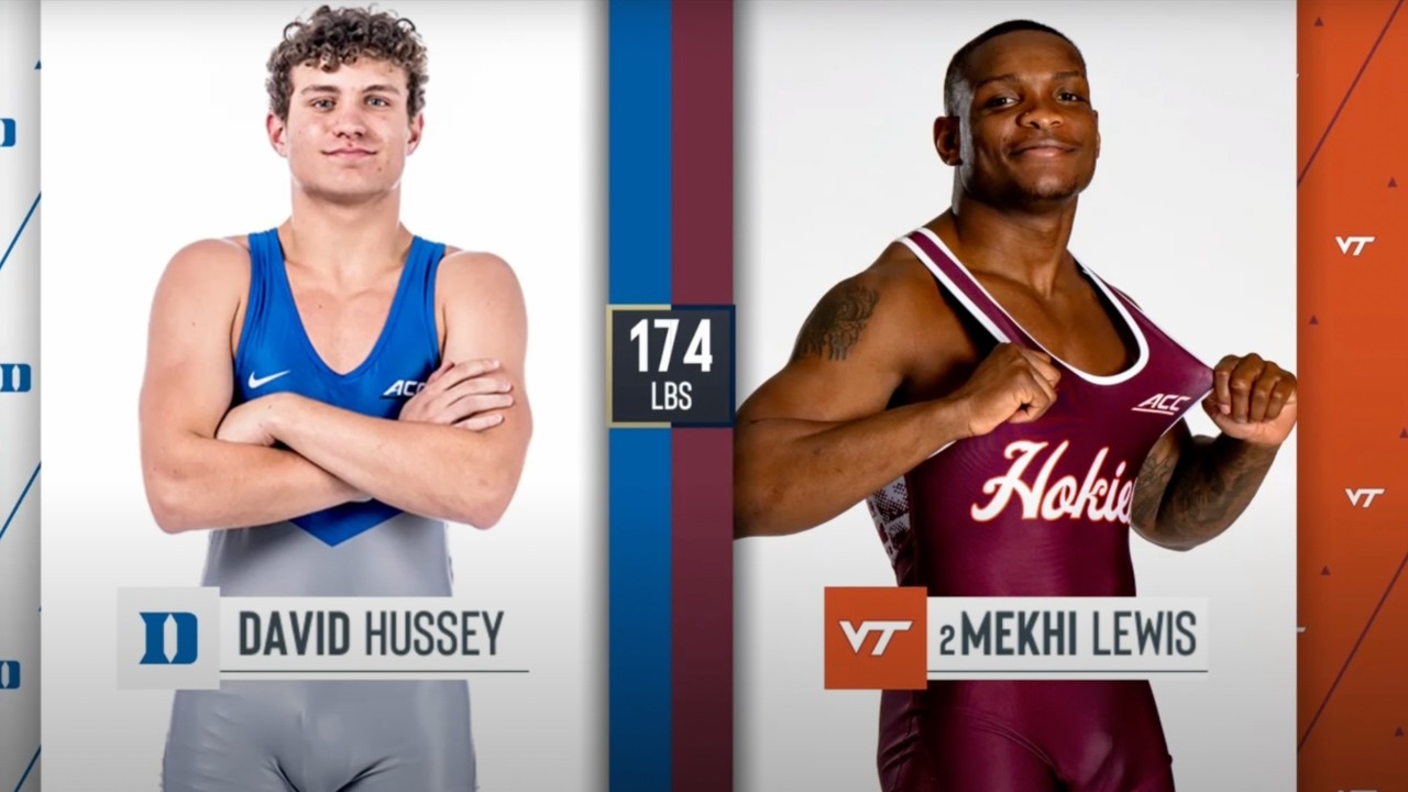 174lbs Mekhi Lewis (Virginia Tech) vs David Hussey (Duke)