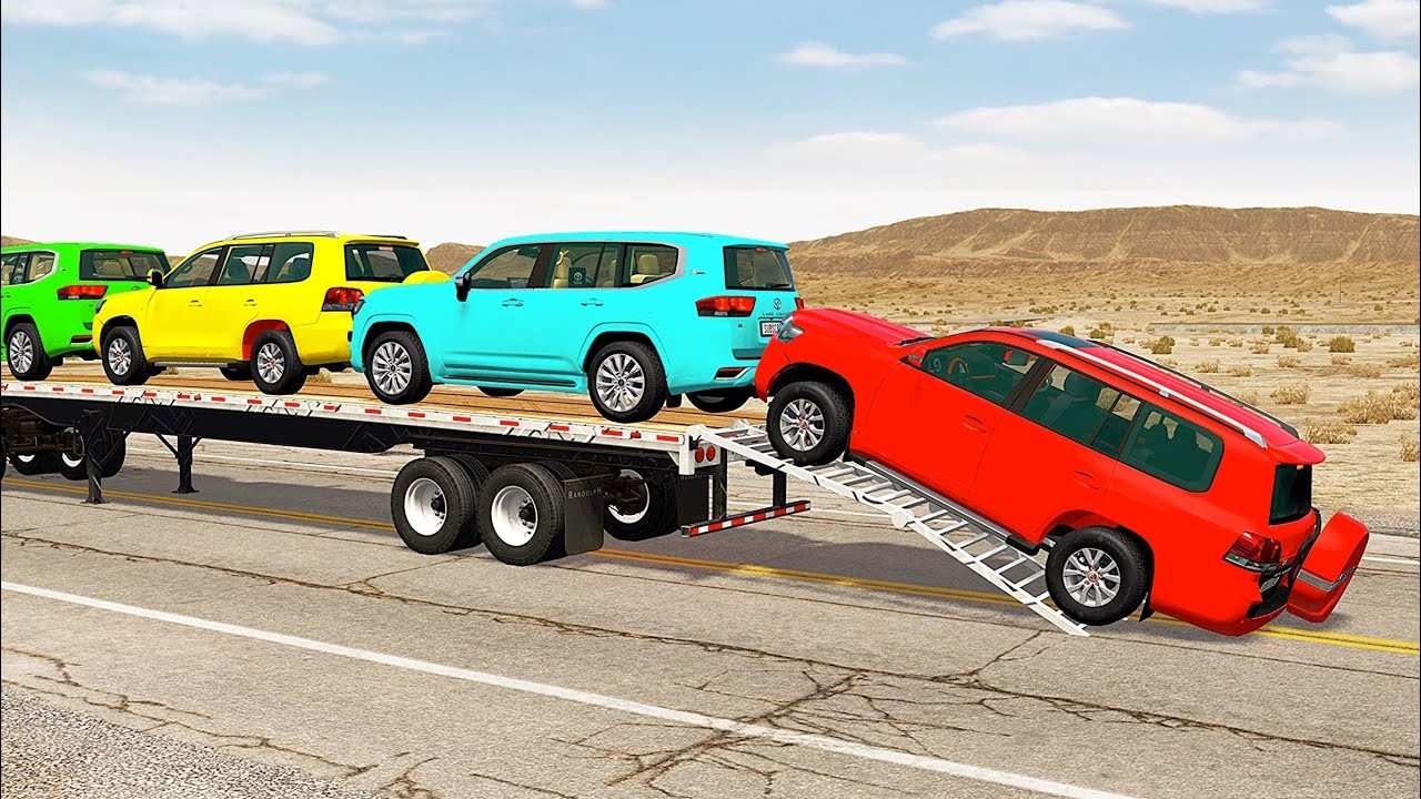Flatbed Truck McQueen | Transportation with Truck Pothole vs Car | BeamNG.Drive Gameplay |#1373