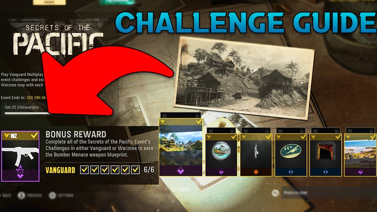 COD Vanguard SECRETS OF THE PACIFIC Challenge Guide | How to Unlock the BOMBER MENACE Blueprint