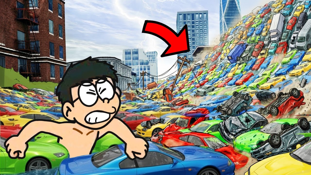Biggest CAR TSUNAMI Attack the city !!