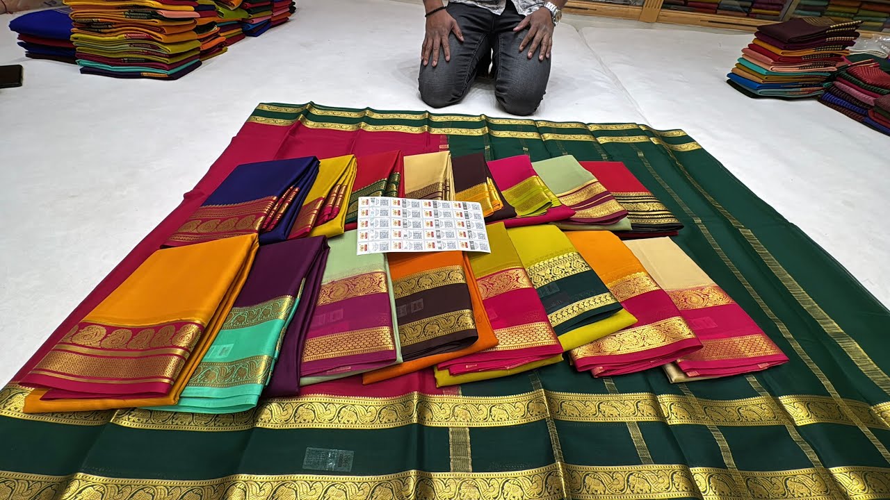 Chickpet Wholesale Pure Mysore Silk Crepe Sarees With Silk Mark & Price | Single Saree Courier Avl