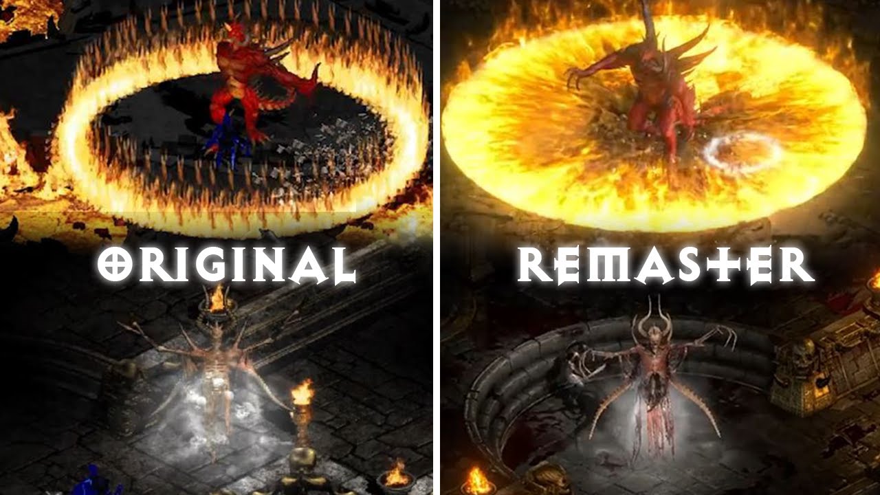 Diablo 2 Resurrected Remaster vs Original MAIN BOSSES (Andy/Duriel/Meph/Diablo) Gameplay Comparison