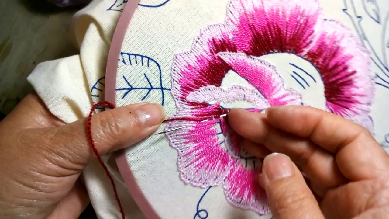 Como.bordar una rosa grande Sonia R.A.
