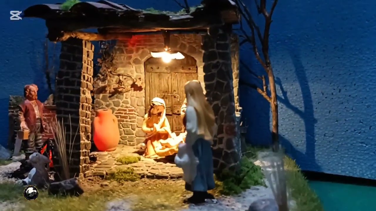Presepe in stile popolare "Sotto la tettoia di un rudere". Misure di 30x23,5x30h 