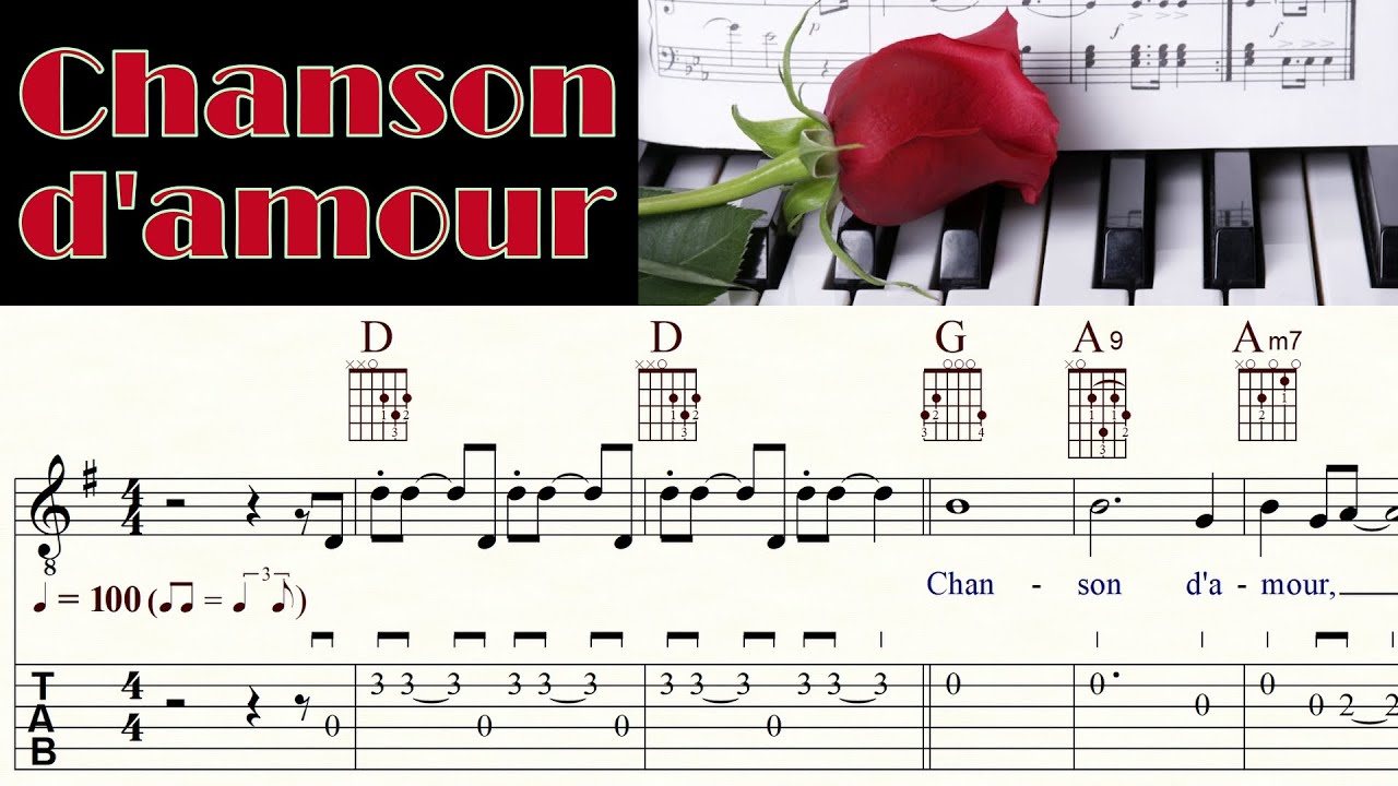 CHANSON D'AMOUR | MANHATTAN TRANSFER | Guitar Lesson | Melody, Chords & Lyrics | TAB & Sheet Music